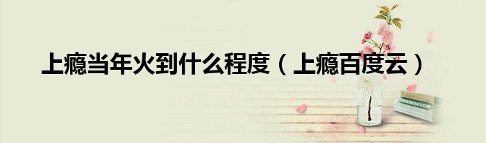 上瘾当年火到什么程度（上瘾百度云）