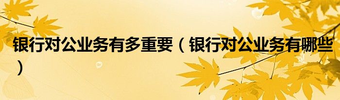 银行对公业务有多重要（银行对公业务有哪些）