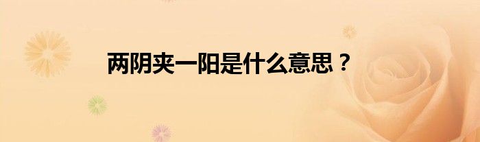 两阴夹一阳是什么意思？