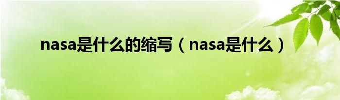 nasa是什么的缩写（nasa是什么）