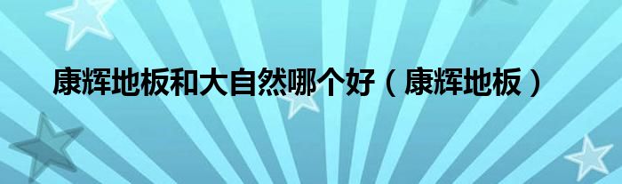 康辉地板和大自然哪个好(康辉地板)