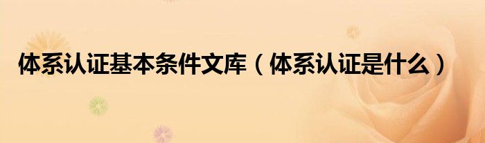 体系认证基本条件文库（体系认证是什么）