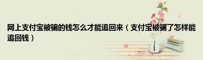 网上支付宝被骗的钱怎么才能追回来（支付宝被骗了怎样能追回钱）