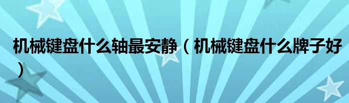 机械键盘什么轴最安静（机械键盘什么牌子好）