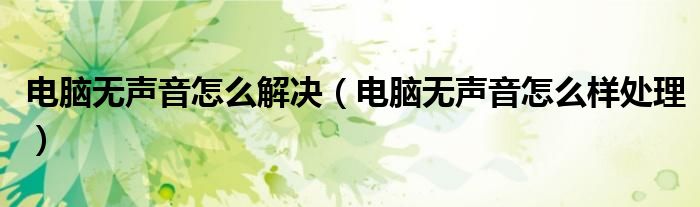 电脑无声音怎么解决（电脑无声音怎么样处理）