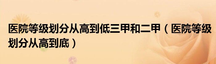 医院等级划分从高到低三甲和二甲（医院等级划分从高到底）