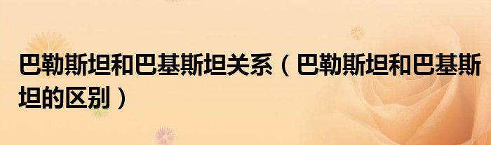巴勒斯坦和巴基斯坦关系（巴勒斯坦和巴基斯坦的区别）