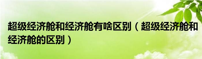 超级经济舱和经济舱有啥区别（超级经济舱和经济舱的区别）