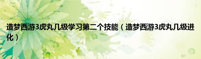造梦西游3虎丸几级学习第二个技能（造梦西游3虎丸几级进化）