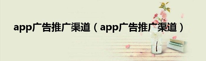 app广告推广渠道（app广告推广渠道）