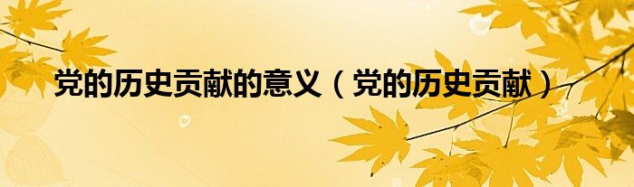 党的历史贡献的意义（党的历史贡献）