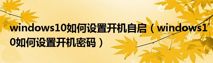 windows10如何设置开机自启（windows10如何设置开机密码）