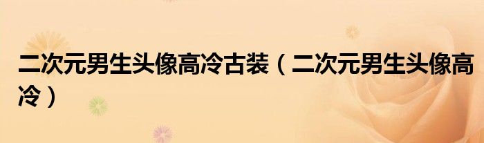 二次元男生头像高冷古装（二次元男生头像高冷）