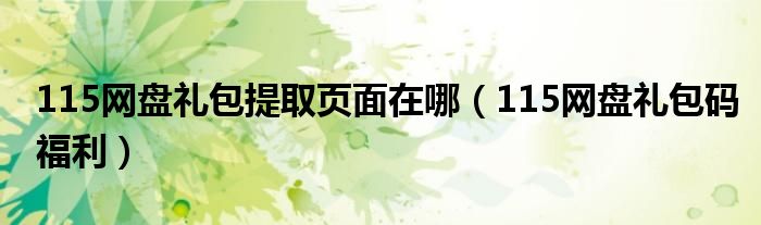 115网盘礼包提取页面在哪（115网盘礼包码福利）