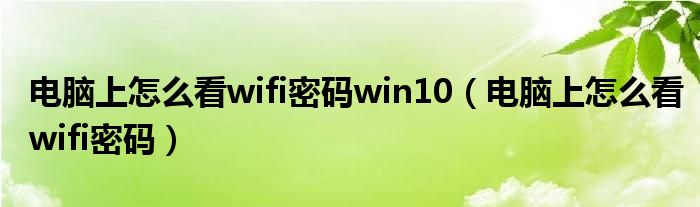 电脑上怎么看wifi密码win10（电脑上怎么看wifi密码）