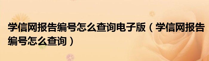 学信网报告编号怎么查询电子版（学信网报告编号怎么查询）