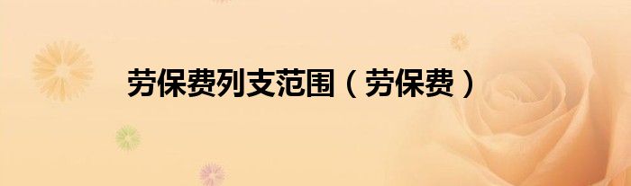 劳保费列支范围（劳保费）