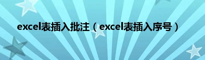 excel表插入批注（excel表插入序号）