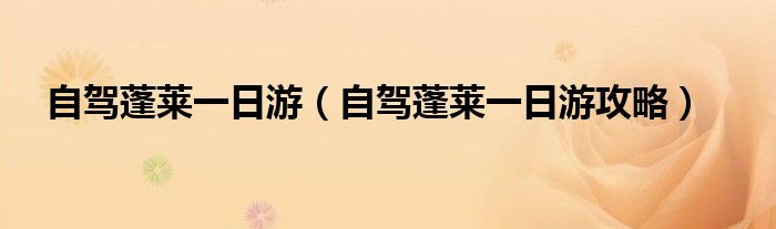 自驾蓬莱一日游（自驾蓬莱一日游攻略）
