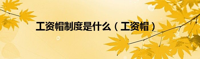 工资帽制度是什么（工资帽）