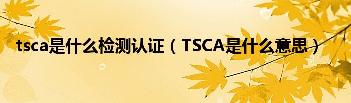 tsca是什么检测认证（TSCA是什么意思）