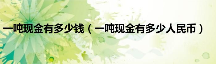 一吨现金有多少钱（一吨现金有多少人民币）