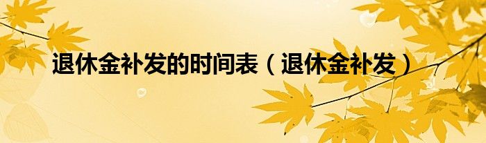 退休金补发的时间表（退休金补发）