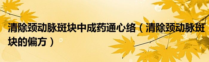 清除颈动脉斑块中成药通心络（清除颈动脉斑块的偏方）