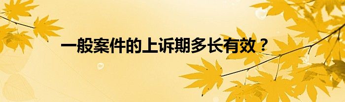 一般案件的上诉期多长有效？