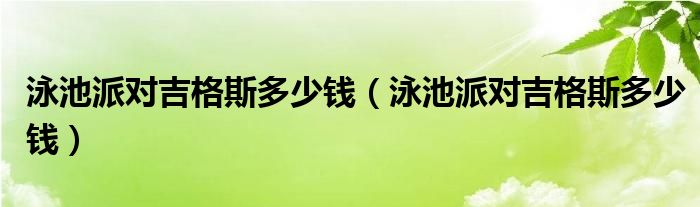 泳池派对吉格斯多少钱（泳池派对吉格斯多少钱）