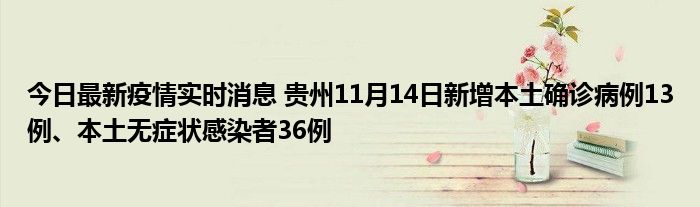 今日最新疫情实时消息 贵州11月14日新增本土确诊病例13例、本土无症状感染者36例