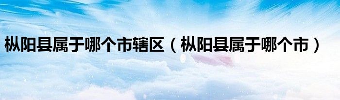 枞阳县属于哪个市辖区（枞阳县属于哪个市）