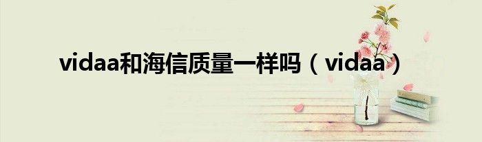 vidaa和海信质量一样吗（vidaa）