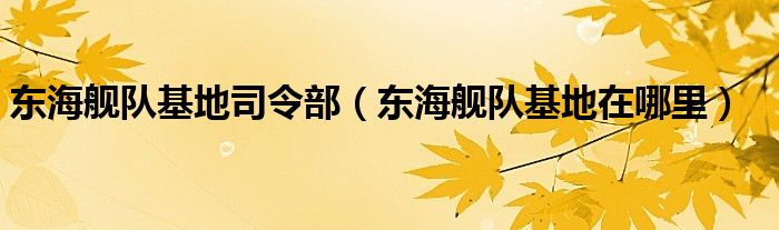 东海舰队基地司令部（东海舰队基地在哪里）