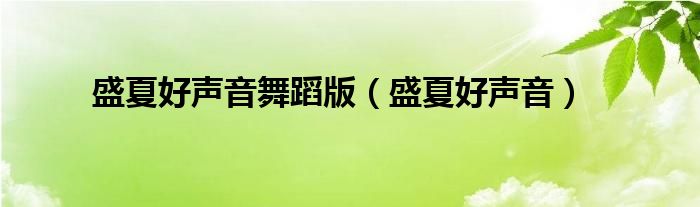 盛夏好声音舞蹈版（盛夏好声音）