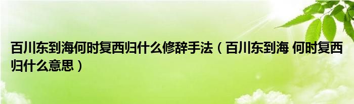 百川东到海何时复西归什么修辞手法（百川东到海 何时复西归什么意思）