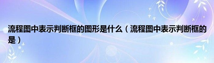 流程图中表示判断框的图形是什么（流程图中表示判断框的是）