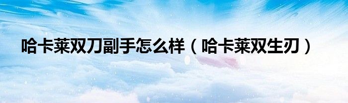 哈卡莱双刀副手怎么样（哈卡莱双生刃）