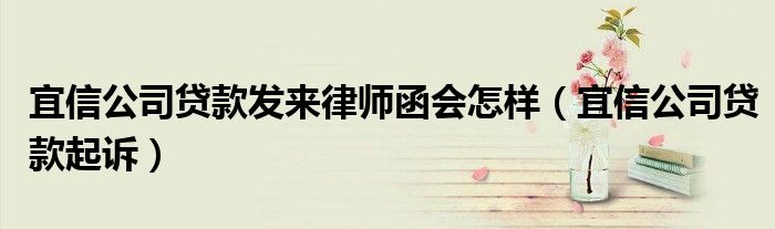宜信公司贷款发来律师函会怎样（宜信公司贷款起诉）