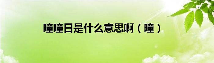 曈曈日是什么意思啊（曈）