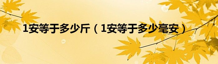 1安等于多少斤（1安等于多少毫安）