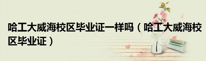 哈工大威海校区毕业证一样吗（哈工大威海校区毕业证）