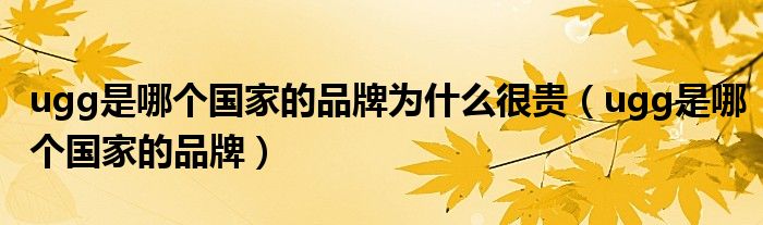 ugg是哪个国家的品牌为什么很贵（ugg是哪个国家的品牌）