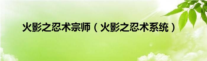火影之忍术宗师（火影之忍术系统）