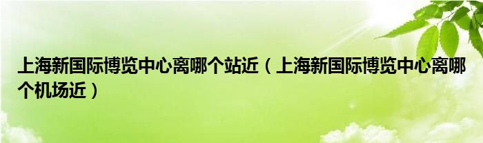上海新国际博览中心离哪个站近(上海新国际博览中心离哪个机场近)