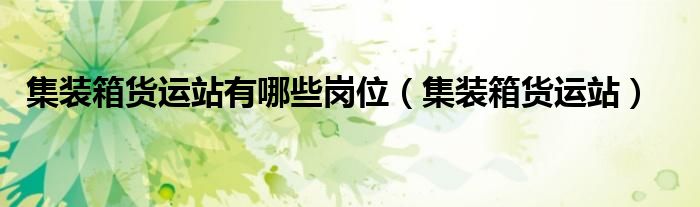 集装箱货运站有哪些岗位（集装箱货运站）