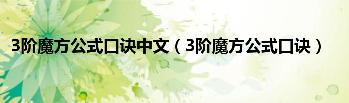 3阶魔方公式口诀中文（3阶魔方公式口诀）