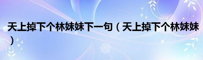 天上掉下个林妹妹下一句（天上掉下个林妹妹）