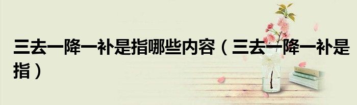 三去一降一补是指哪些内容（三去一降一补是指）