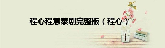 程心程意泰剧完整版（程心）